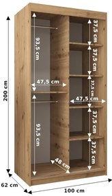 Ruhásszekrény 100 cm Verika 4 100 (fehér + fekete). 1064249
