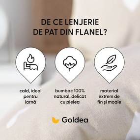 Goldea flanel ágyneműhuzat - szívecskék, latte színű alapon 140 x 200 és 70 x 90 cm