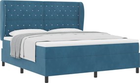 vidaXL Boxrugós ágy matracmal Sötét kék 200 x 180 cm Poliészter