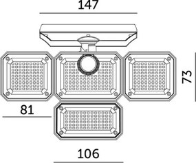LED napelemes reflektor érzékelővel GLOW LED/2,5W/3,7V 6500K IP44 2400 mAh