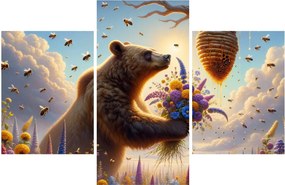 Kép - Medve és méhek (90x60 cm)
