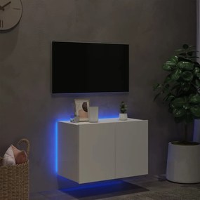 fehér falra szerelhető TV-szekrény LED-lámpákkal 60x35x41 cm