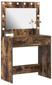 öltöztető asztal LED világítással Füstölt tölgy 78.5x41x135 cm