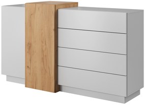Komód Three 2D4S (arany craft tölgy + fehér). Akció -18%. 1071393