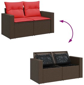 vidaXL 9 részes barna polyrattan akácfa kerti ülőgarnitúra párnákkal