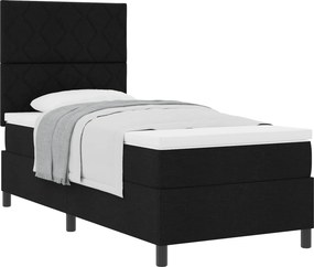 vidaXL Boxrugós ágy matracmal fejtámlával Fekete 100 x 200 cm szövet