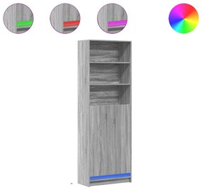 szürke sonoma szerelt fa magasszekrény LED-ekkel 69x32,5x200 cm
