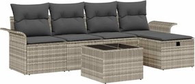 vidaXL Kerti Kanapé Szett párnával 6 pcs Világosszürke Poli rattan