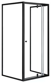 Flexi falsíkra szerelhető szögletes zuhanykabin 90x90 cm zuhanytálca nélkül fekete