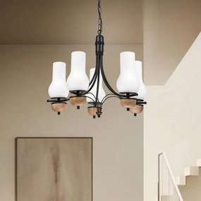 Brilagi - LED Csillár láncon COTTAGE 5xE14/40W/230V bükkfa/fehér