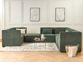 Sötétzöld kordbársony ottomán 83 x 41 cm LEMVIG Beliani