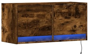 füstös tölgy színű fali TV-szekrény LED-ekkel 80x31x35 cm