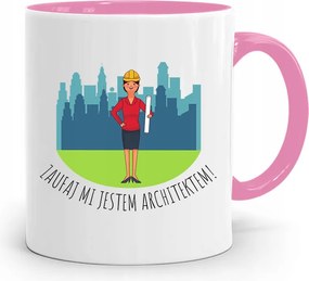 Rózsaszín Építész Bögre Bízz Bennem Ajándék fényképes nyomattal