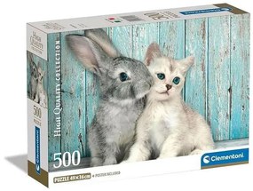Állatos Cat &amp; Bunny 500 db-os puzzle Compact Clementoni