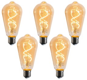 5 darabos E27 szabályozható LED spirál izzószálas ST64 arany izzók 4W 270LM 2100K