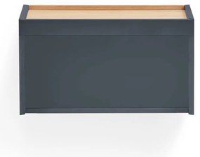 Antracitszürke-natúr színű éjjeliszekrény tölgyfa dekorral Otto – Teulat