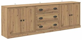 Oldalszekrények 3 pcs Öreg fa 210 x 35,5 x 67,5 cm Faanyag