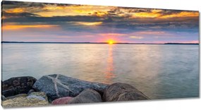 Vászonkép 115x55 Sziklák Tenger Naplemente