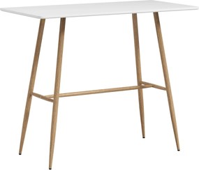 HOMCOM Téglalap alakú 4 fős bárasztal, Magas asztal acél lábakkal, Fa hatású felület, Könnyen összeszerelhető bistro asztal, Otthoni bárhoz, Étkezőbe,