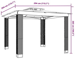 krémszínű acél dupla tetős pavilon 2,94 x 2,94 m