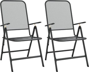 vidaXL 2 db antracitszürke expandált fém összecsukható kerti szék