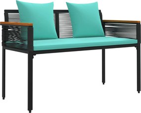 vidaXL Kerti pad Fekete és Türkiz 117 x 54 x 74.5 cm polirattan