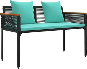 vidaXL Kerti pad Fekete és Türkiz 117 x 54 x 74.5 cm polirattan