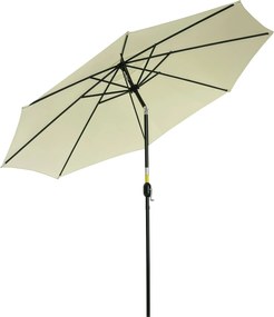 Outsunny Kültéri Dönthető Napernyő 8 Karral és Kurblival, Fém és Poliészter Kertiparánc, Ø295x250 cm, Beige | Aosom
