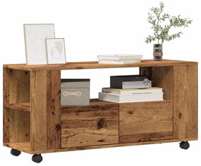 antik fa színű szerelt fa TV-szekrény kerekekkel 102x34,5x43 cm