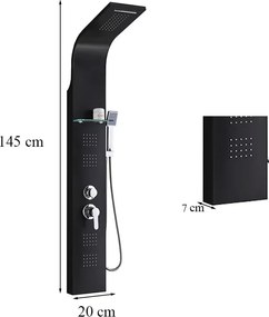 Alegro Black hidromasszázs zuhanypanel, rozsdamentes acél