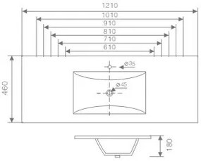 Lava beépíthető mosdó 61 x 46 cm