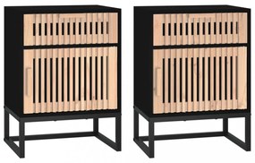 2 db fekete szerelt fa és vas éjjeliszekrény 40x30x55,5 cm