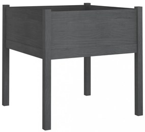 2 db szürke tömör fenyőfa kerti virágtartó 70 x 70 x 70 cm