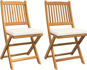 vidaXL Összecsukható szék párnával 2 pcs Barna Tömör akácfa