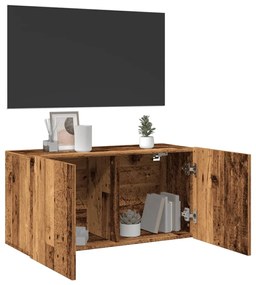 antik fa színű falra szerelhető TV-szekrény 80 x 30 x 41 cm