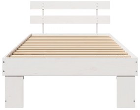 ágykeret fejtámlával Fehér 100x200 cm Tömör fa fenyő
