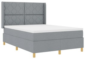 Boxspring Ágy Mattal és LED Fénnyel Szürke 140x200 cm Szövet