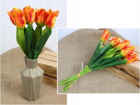 Papagáj mű tulipán csokor 39cm, 7 virág, narancssárga
