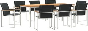 vidaXL Kert étkező szett 9 pcs Barna Tömör Akácfa