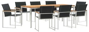 vidaXL Kert étkező szett 9 pcs Barna Tömör Akácfa
