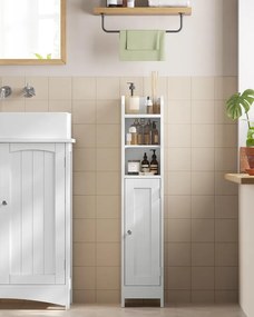 VASAGLE Keskeny Fürdőszobaszekrény, WC-papír Tároló, Felhőfehér