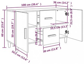 füstös tölgy színű szerelt fa tálalószekrény 100 x 36 x 90 cm