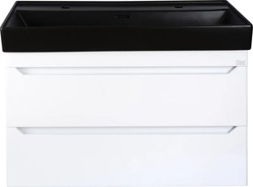 TMP SHARP 100D fali fürdőszobabútor - CeraStyle SHARP FEKETE DUPLA csaplyukas mosdóval - 100 x 48 cm