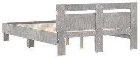 betonszürke ágykeret fejtámlával és LED-del 120x190 cm