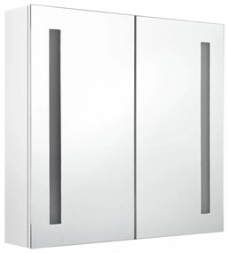 fényes fehér LED-es tükrös fürdőszobaszekrény 62 x 14 x 60 cm