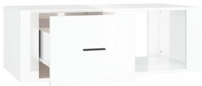 magasfényű fehér szerelt fa dohányzóasztal 100 x 50,5 x 35 cm