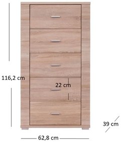 Komód Gwenn 5S (szonoma tölgy). 1052945