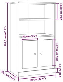 antik fa színű szerelt fa magasszekrény 60x35,5x103,5 cm