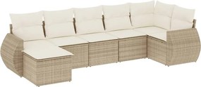 vidaXL 7 részes bézs polyrattan kerti ülőgarnitúra párnákkal