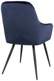 Sötétkék kárpitozott karfás étkezőfotel szett 2 db-os Harbo – House Nordic